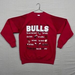Vintage 90s Jostens Chicago Bulls NBA Pullover‎ Red Crewneck Sweatshirt